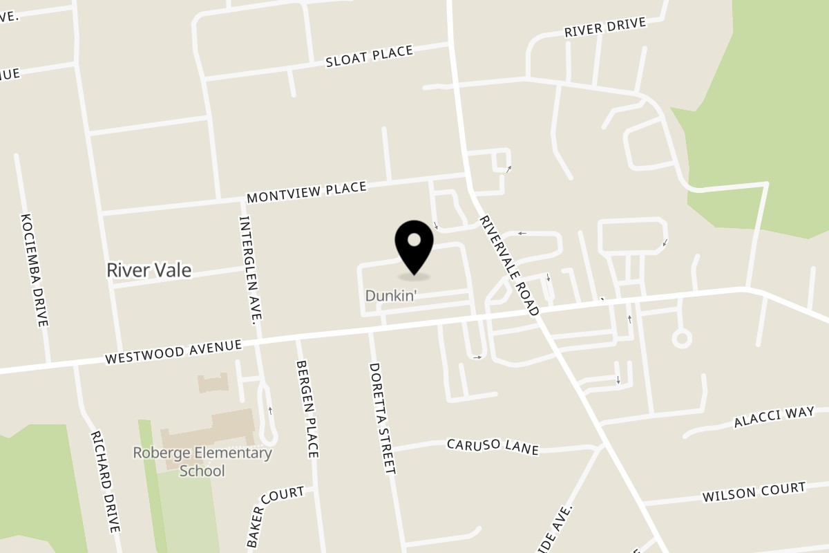 Map showing the location of Lulu's pizzeria and restaurant on 652 Westwood Ave. in River Vale